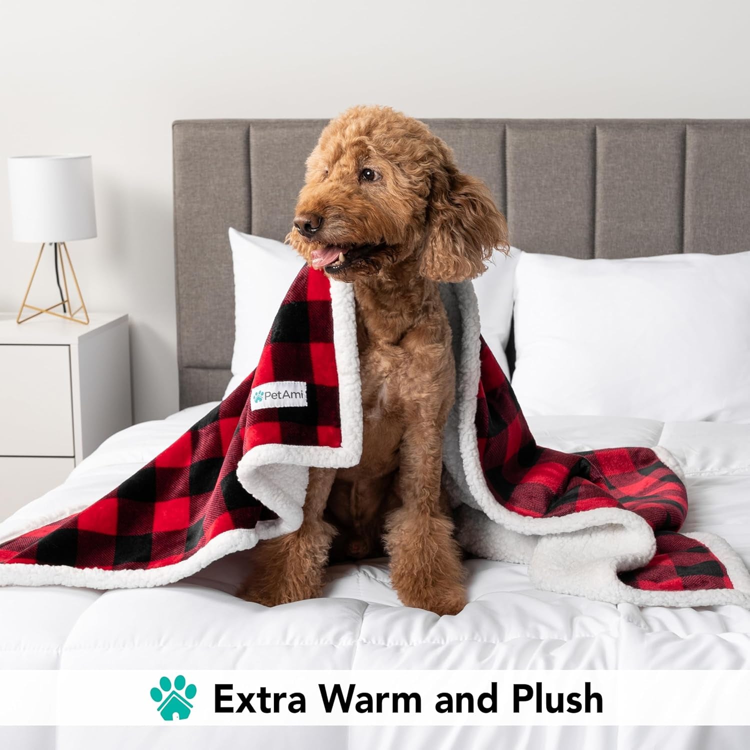 Dog Blanket for Medium Large Dogs, Pet Bed Blanket Cat Puppy Kitten, Fleece Furniture Couch Cover Protector Sofa Car, Soft Sherpa Dog Throw Plush Reversible Washable, 40X60 Checker Red